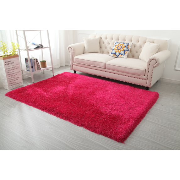 Manhattan Polyester Shag Area Rug Pink 2'5'' X 4'5'' 3' x 5' Pink Rectangle