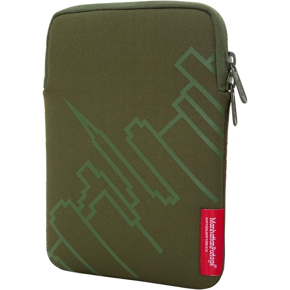 Manhattan Portage iPad Mini Sleeve Skyline, Olive, 6-8 inches. iPad protective case 6-8 inches, durable IPad sleeve.