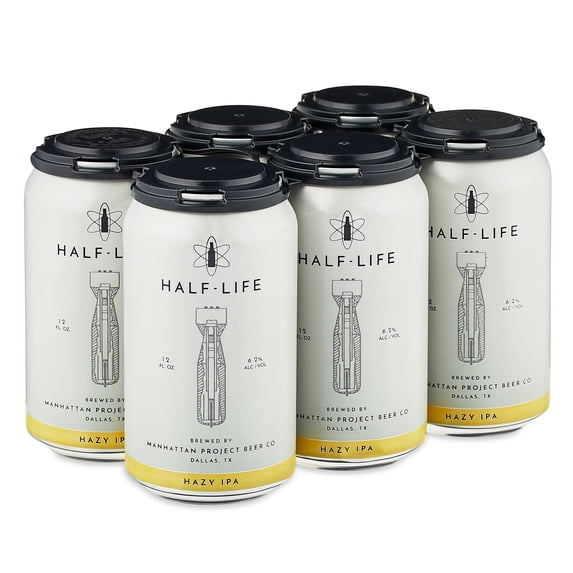 Manhattan Project Half-Life Hazy IPA, Craft Beers IPAs 12 fl oz 6 Pack Aluminum Cans, 6.2% ABV