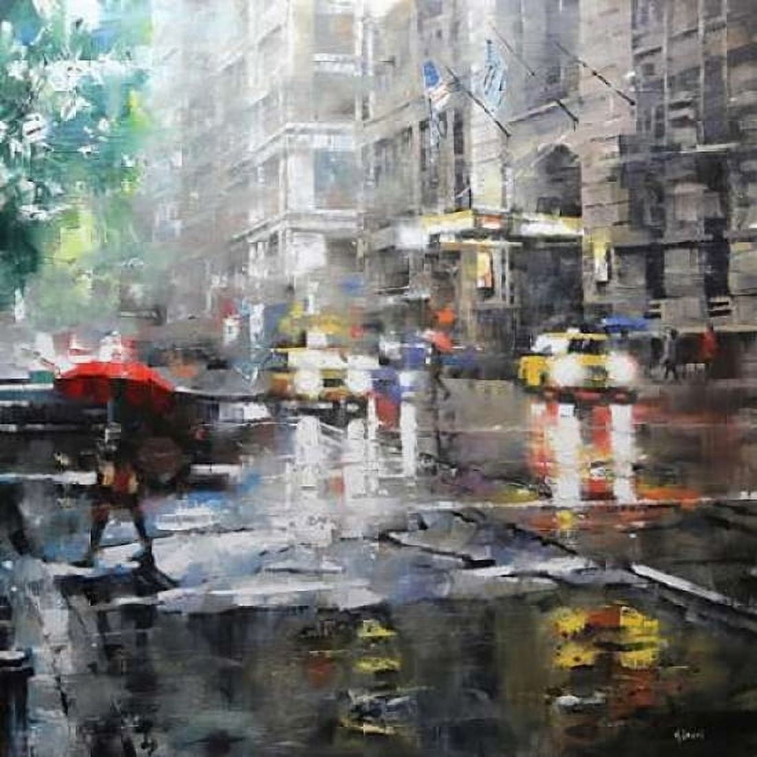 Manhattan Red Umbrella Canvas Art - Mark Lague (24 x 24)