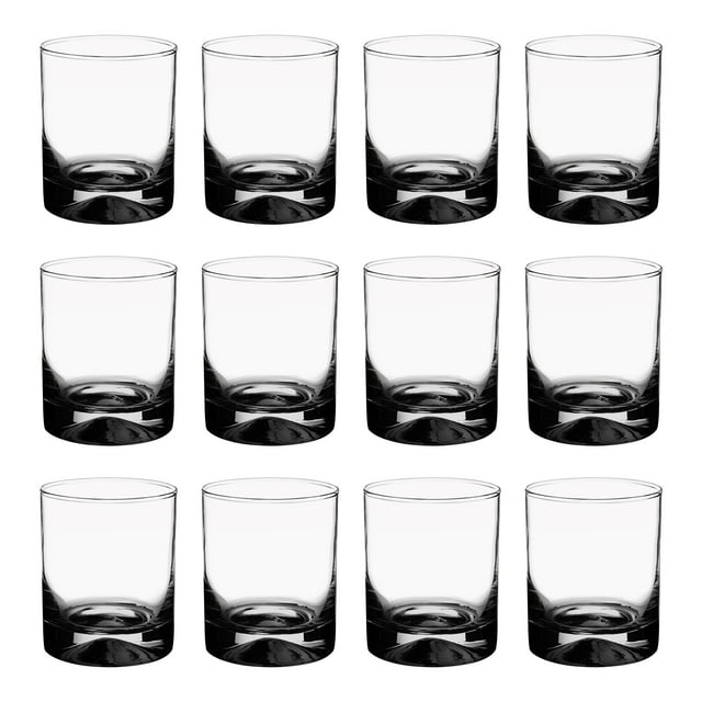 Manhattan Rocks Whiskey Glass 1.75 oz. Set of 12, Bulk Pack - Perfect for Scotch, Bourbon, Whiskey, Cocktail - Black
