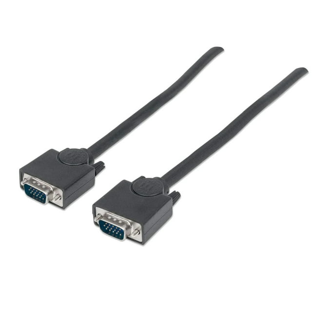 Manhattan SVGA Monitor Cable, HD15 Male to HD15 Male, 6 ft., Black - Lifetime Warranty