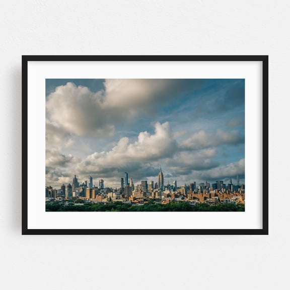 Manhattan Skyline from East Village - Manhattan New York Photography Skyline Cityscape Architecture City Modern Art Scenic Black Framed Wall Art Print 20 x 30 inches