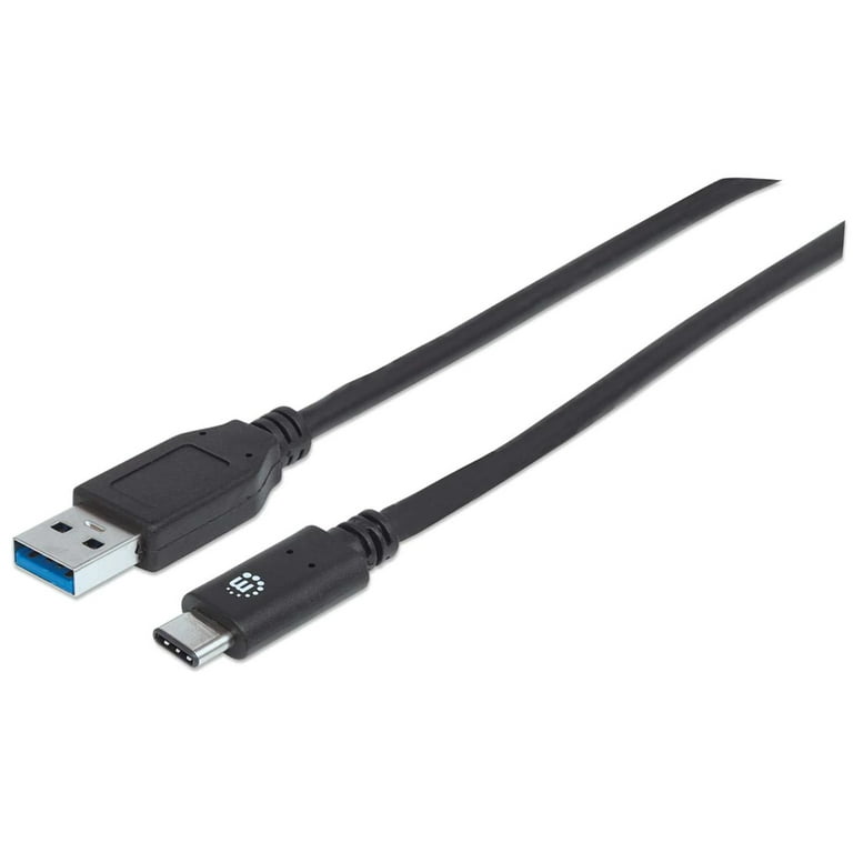 Manhattan SuperSpeed+ USB-C Data + Charging Cable, USB 3.2 Gen 2, Type-A  Male to Type-C Male, 10 Gbps, 50 cm (20 in.), USB-IF Certified, Black