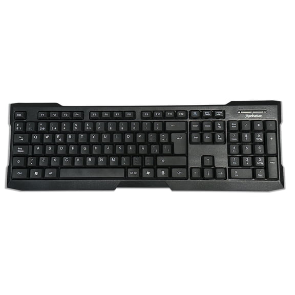 Manhattan Teclado USB Mejorado Manhattan con Distribución en Español | Escritura Silenciosa, Diseño Ergonómico, Duradero, Compatible con Windows - 181242