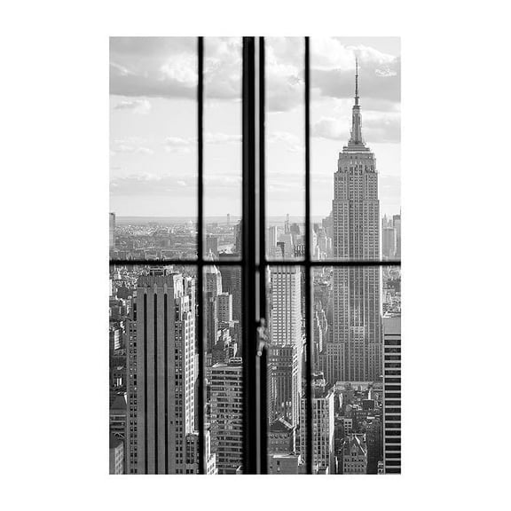 Manhattan Through A Window Print Wall Art, Modern Wall Decor For Living Room Bedroom, 24x36 UNFRAMED
