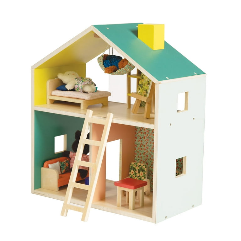 Manhattan Toy Little Nook 19 Piece Wooden Playhouse with Loft for Kids 3 Year Old and Up