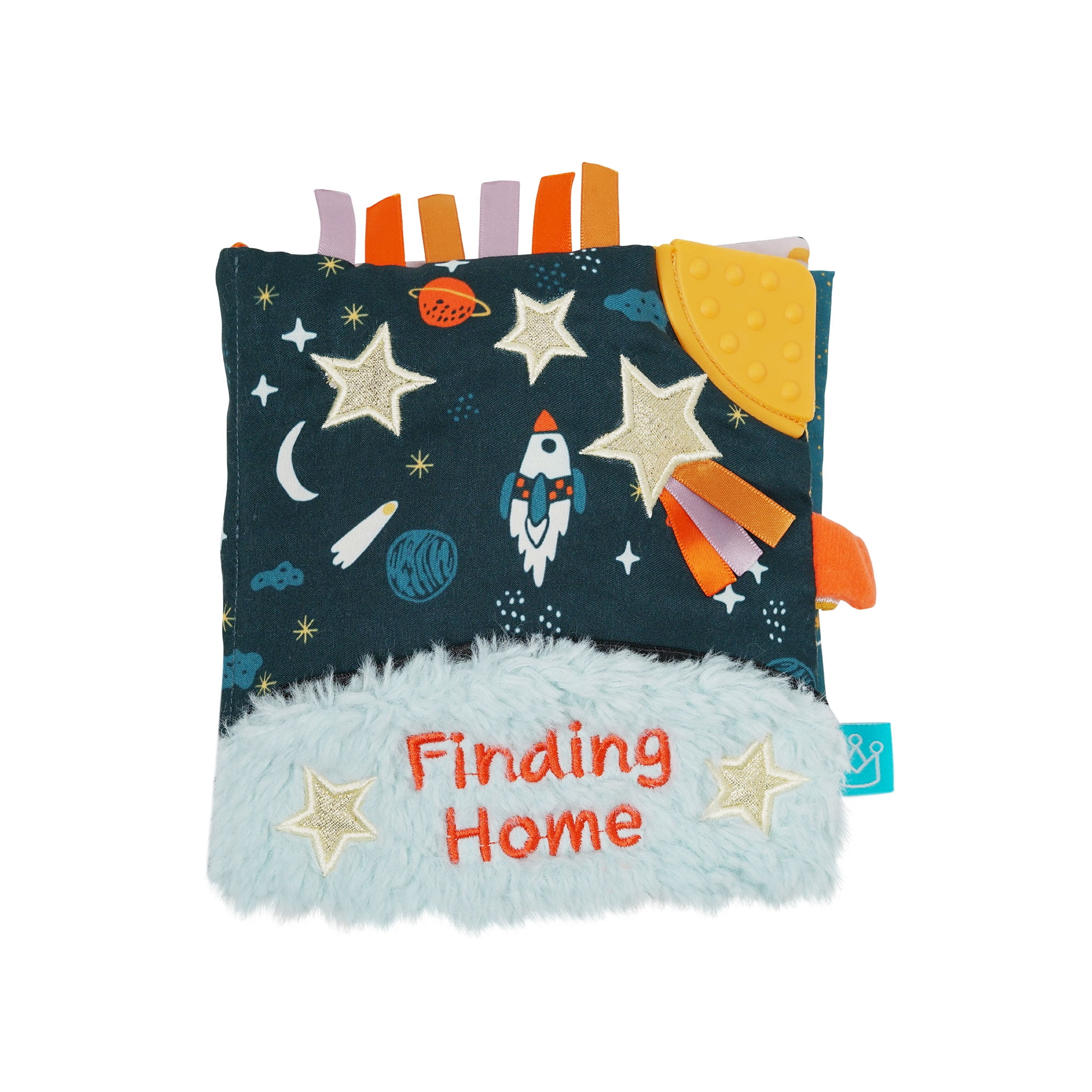 Manhattan Toy Little Rocket Finds Home Soft Activity Crinkle Book for Baby & Toddler with Tethered Characters