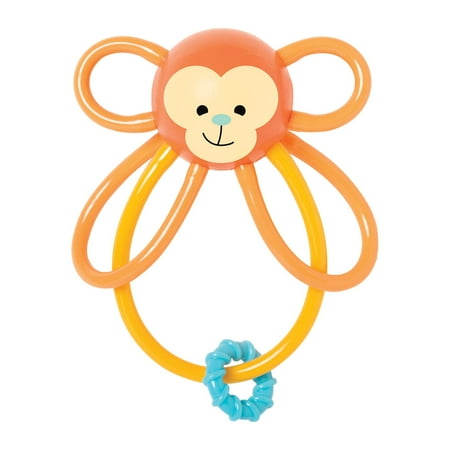 Manhattan Toy Zoo Animal Winkel Monkey Multicolor Rattle & Sensory Teether for Baby and Toddler