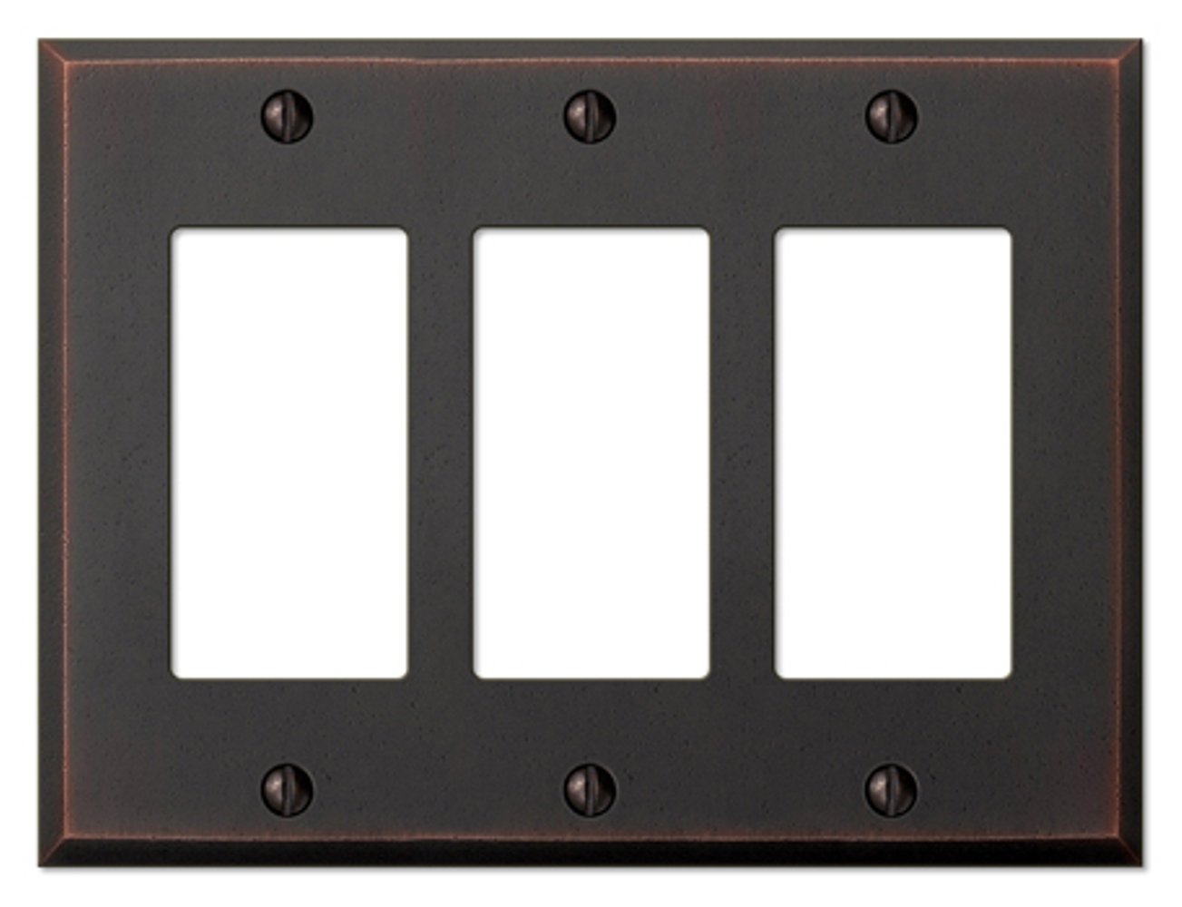 Manhattan Triple Rocker Aged Bronze Cast Metal Wallplate, 3 Rocker