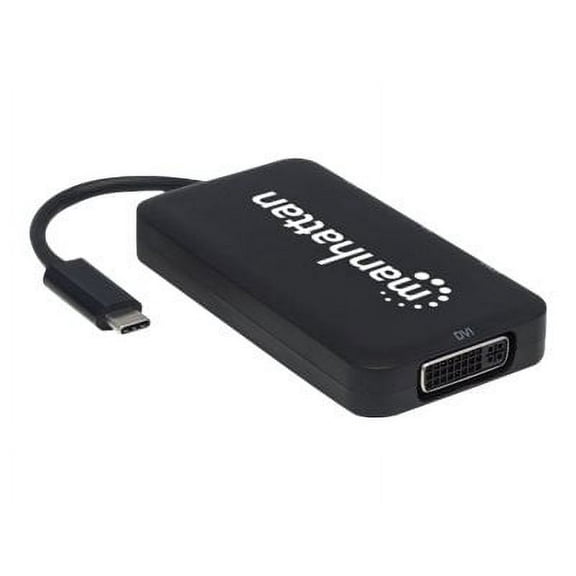 Manhattan USB-C 4-in-1 Audio/Video Converter - USB 3.1 Type-C Male to HDMI/DP/VGA/DVI-I Female, Black