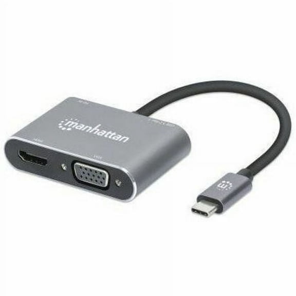 Manhattan USB-C to HDMI & VGA 4-in-1 Docking Converter with Power Delivery