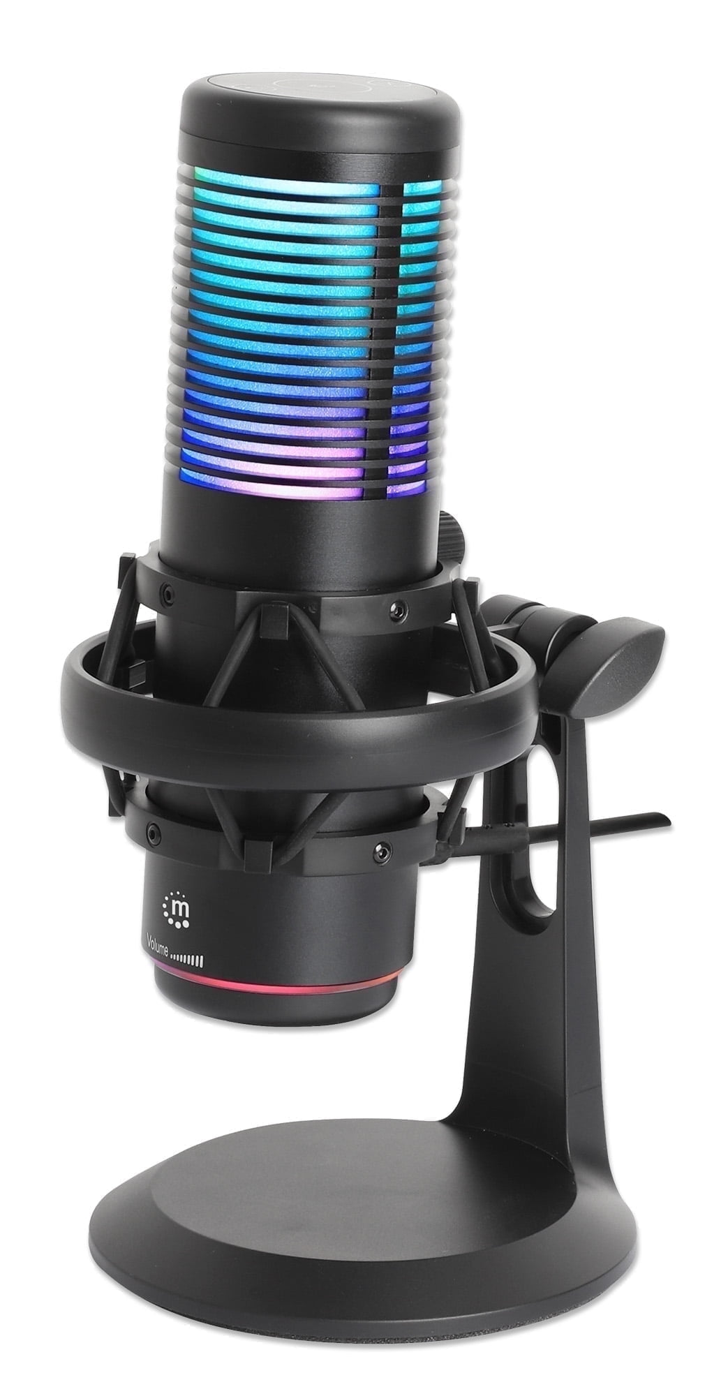 MANHATTAN RGB USB Gaming Mic, Noise Cancelling Condenser Microphone for PC, PS4, PS5 and Mac, Anti-Vibration Shock Mount, Gaming, Streaming, Podcasts, Twitch, YouTube, Discord - 102674
