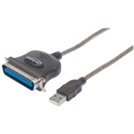 Manhattan USB to Parallel Printer Converter, USB A to Cen36 Male, 6' - Ideal for connecting a computer USB port to parallel printer