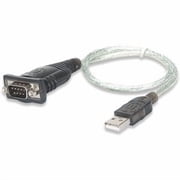 Manhattan USB to Serial Converter, USB-A Male to DB9 Female, Prolific PL-2303RA Chip, 18 in. cable