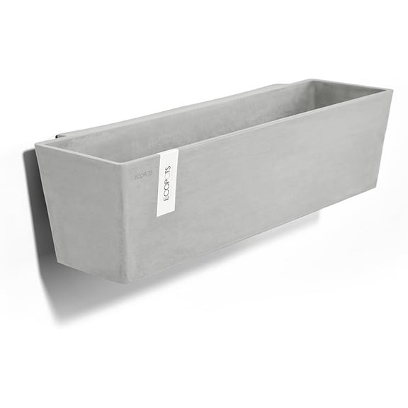 Manhattan Wall Durable Modern Rectangular Indoor/Outdoor Recycled-Based Composite Hanging Flower Planter, White Grey, 21.5"