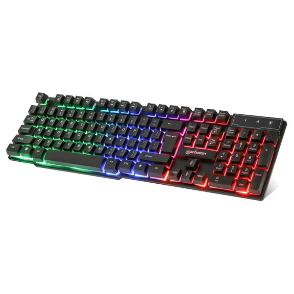 Manhattan Wired USB Gaming Keyboard - With Backlit RGB LED, Quiet Keystrokes - For Computer, PC, Desktop, Gamer