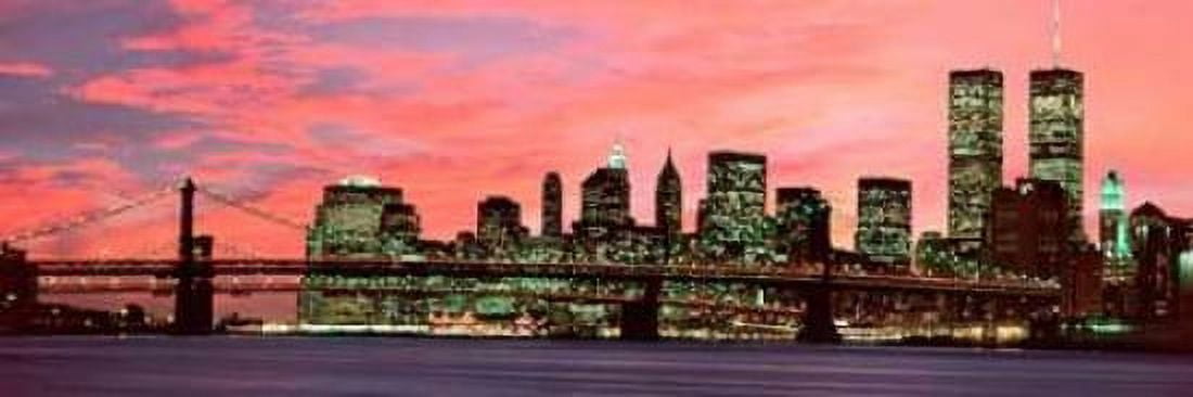 Manhattan at night Canvas Art - Richard Berenholtz (12 x 36)