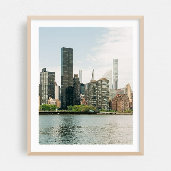 Manhattan from LIC 02 - Queens New York Photography City Skyline Architecture Travel Poster Oak Framed Wall Art Print 6 x 8 inches