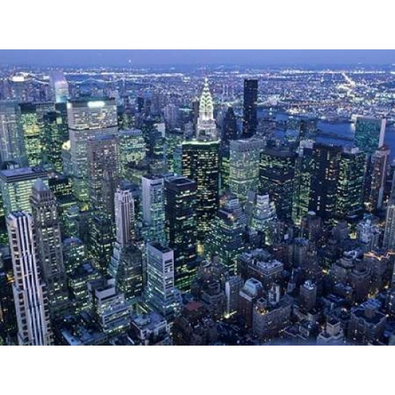 Manhattan skyline at dusk, NYC Poster Print by Michel Setboun (11 x 14)