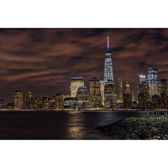 Manhattan skyline at twilight Liberty State Park; Jersey City Jersey United States of America Print