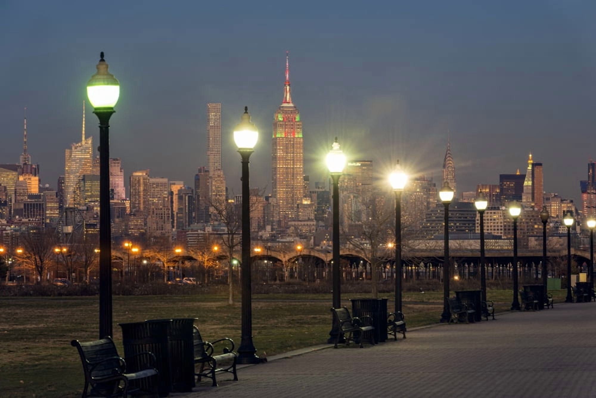 Manhattan skyline at twilight Liberty State Park Jersey City New Jersey United States of America Canvas Art - F M Kearney Design Pics (38 x 24)