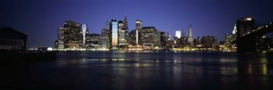 Manhattan skyline seen from Fulton Ferry Brooklyn New York City New York State USA Canvas Art - Panoramic Images (18 x 6)