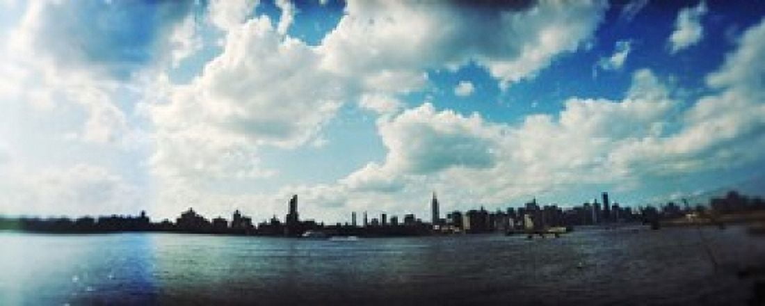 Manhattan skyline viewed from East River Park East River Williamsburg Brooklyn New York City New York State USA Canvas Art - Panoramic Images (15 x 6)