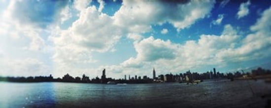 Manhattan skyline viewed from East River Park East River Williamsburg Brooklyn New York City New York State USA Canvas Art - Panoramic Images (30 x 12)