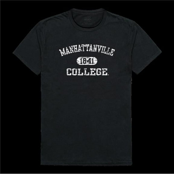 Manhattanville College Valiants Distressed Arch T-Shirt, Black - 2XL