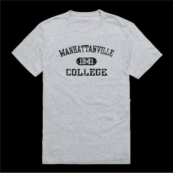 Manhattanville College Valiants Distressed Arch T-Shirt, Heather Grey - Large