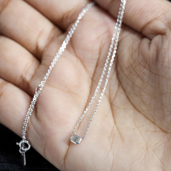 Mani Jewel 0.15ct Emerald Diamond Pendant Necklace 14K White Gold