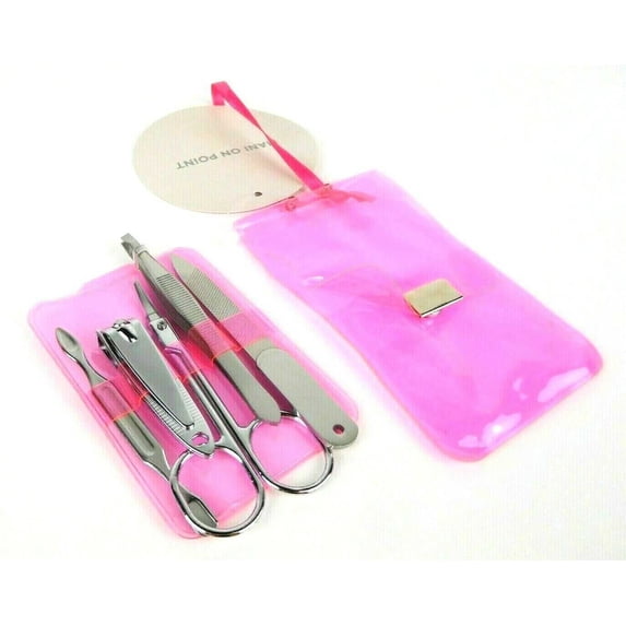 Twelvenyc Mani On Point Clippers File Tweezers 5 Piece Nail Set, Pink