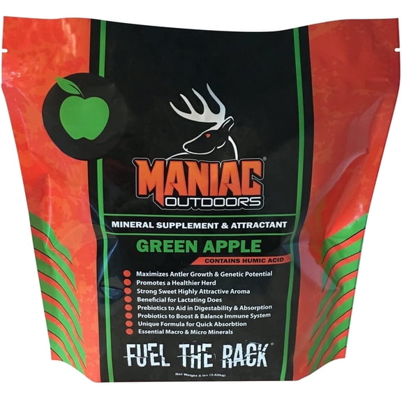 Maniac Outdoors Green Apple Minerals Deer Hunting Attractant, 11 x 11 x 4 Inches, 8 Lb