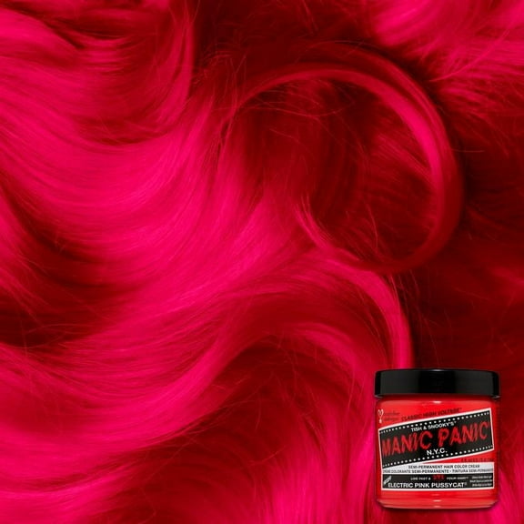 MANIC PANIC Classic Electric Pink Pussycat Semi Permanent Hair Color - Bright Neon Pink Hair Dye for Women & Men That Lasts 4-6 Weeks - Vegan, Ammonia & Cruelty-Free - Create & Mix Custom Shades 4oz