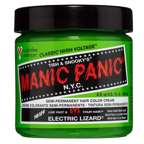 Manic Panic Classic High Voltage Hair Color Semi-Permanent Hair Color Cream, Electric Lizard 4 oz