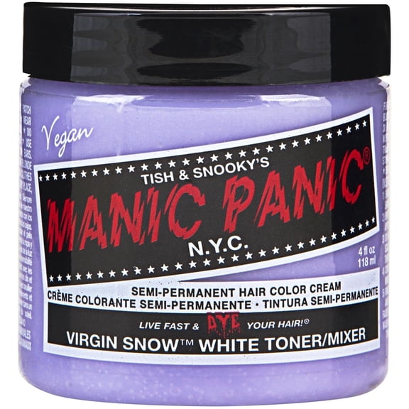 MANIC PANIC Virgin Snow Hair Toner - Classic High Voltage - Semi Permanent Blue Toner for Blonde, Bleached, Brassiness Orange Hair & Brassy Tones - Vegan, PPD & Ammonia-Free