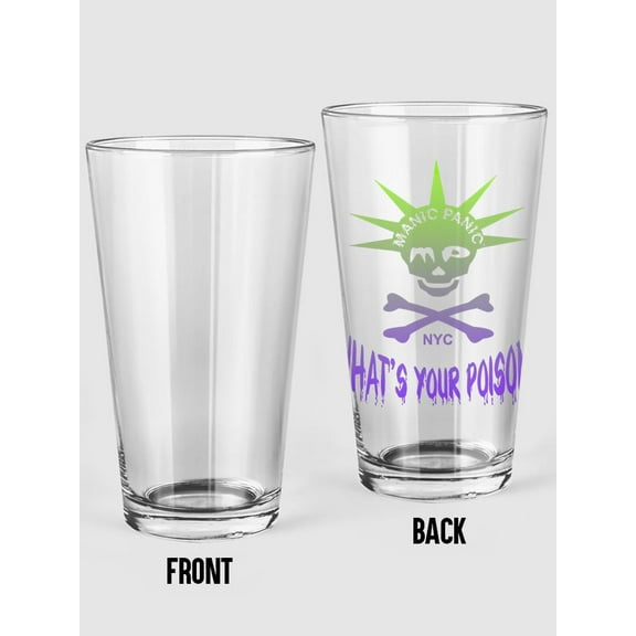 Manic Panic Whats Your Poison Pint Glass -Manic Panic®, 16 oz Transparent Glass