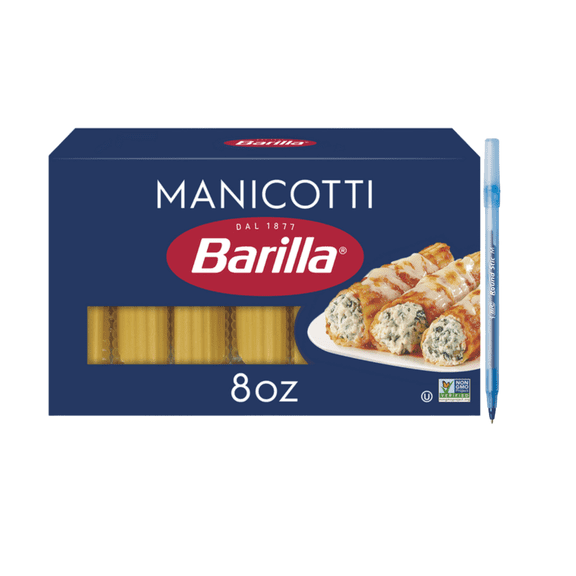 Manicotti - Non-GMO Pasta Made with Durum Wheat Semolina & Kosher Certified 8 oz