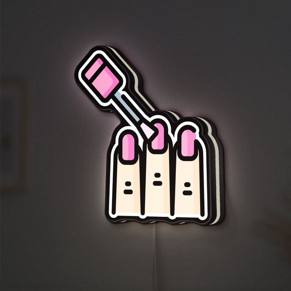 Manicure 3D Novelty Light Box, Nail Polish Wall Art, Beauty Salon Decor for Glam Spaces (Width 12 inch, 30cm)