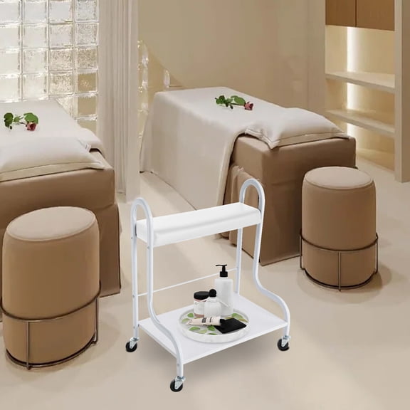 Manicure Foot Rest with Wheels Beauty Salon Nail or Foot Bath Spa Portable Trolley Cart, Trolley for Foot Bath