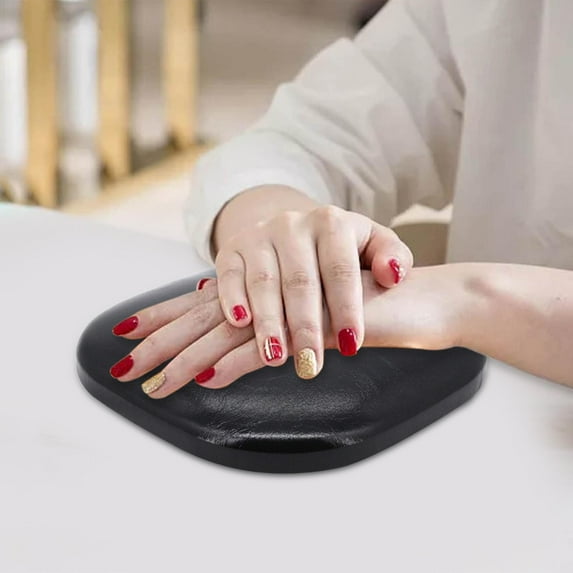 Manicure Nail Art Hand Cushion Pillow PU Leather Lightweight Nail Art Accessories Tool for Nail Salons or Home Use Reusable Durable Black