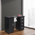 thumbnail image 1 of Manicure Nail Desk for Technician, Resistant Wooden Salon Spa Nail Table Station w/Cabinet, Drawers, Controllable Wheels (Black), 1 of 9