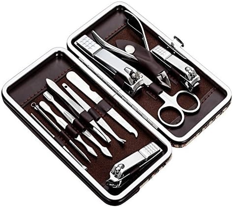 Manicure, Pedicure Kit, Nail Clippers, Professional Grooming Kit, Nail Tools with Luxurious Travel Case, Set of 12 … (nail clippers 12pcs)