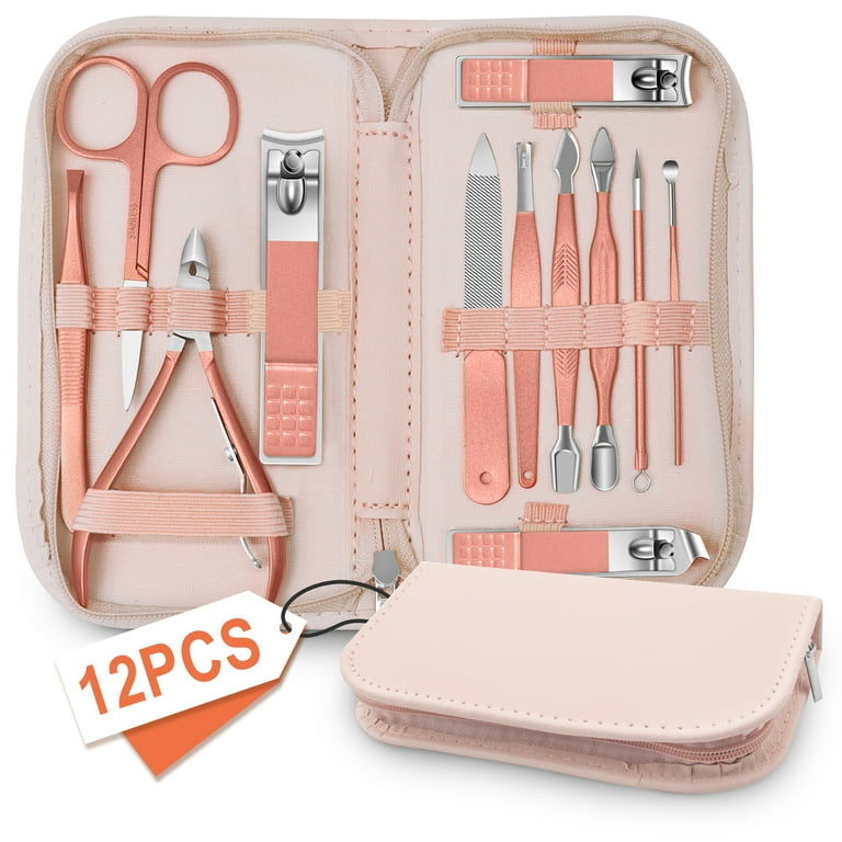METEOROCK Manicure Pedicure Set, Nail Clippers Set, 12-in-1 Rose