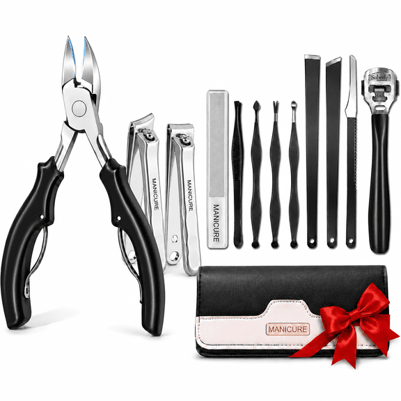 12 PCS Toenail Clippers Set for Men and Women, Manicure Pedicure Kit with Cuticle Nipper, Callus Shaver and Travel Case