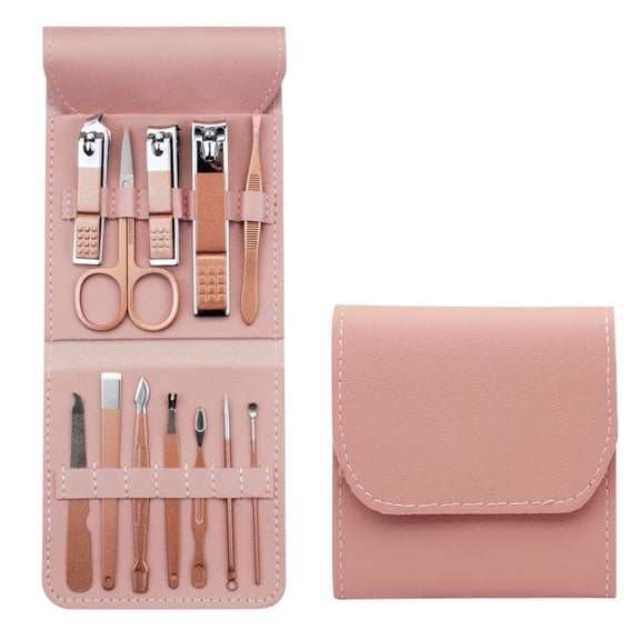 Manicure Set 12 in 1 Nail Clipper set, Odies nail clippers, fingernail & toenail clippers, Manicure Tools, pedicure tools, Suitable for Travel Manicure Kit, Nail Set Kit With Everything Profe,Pink