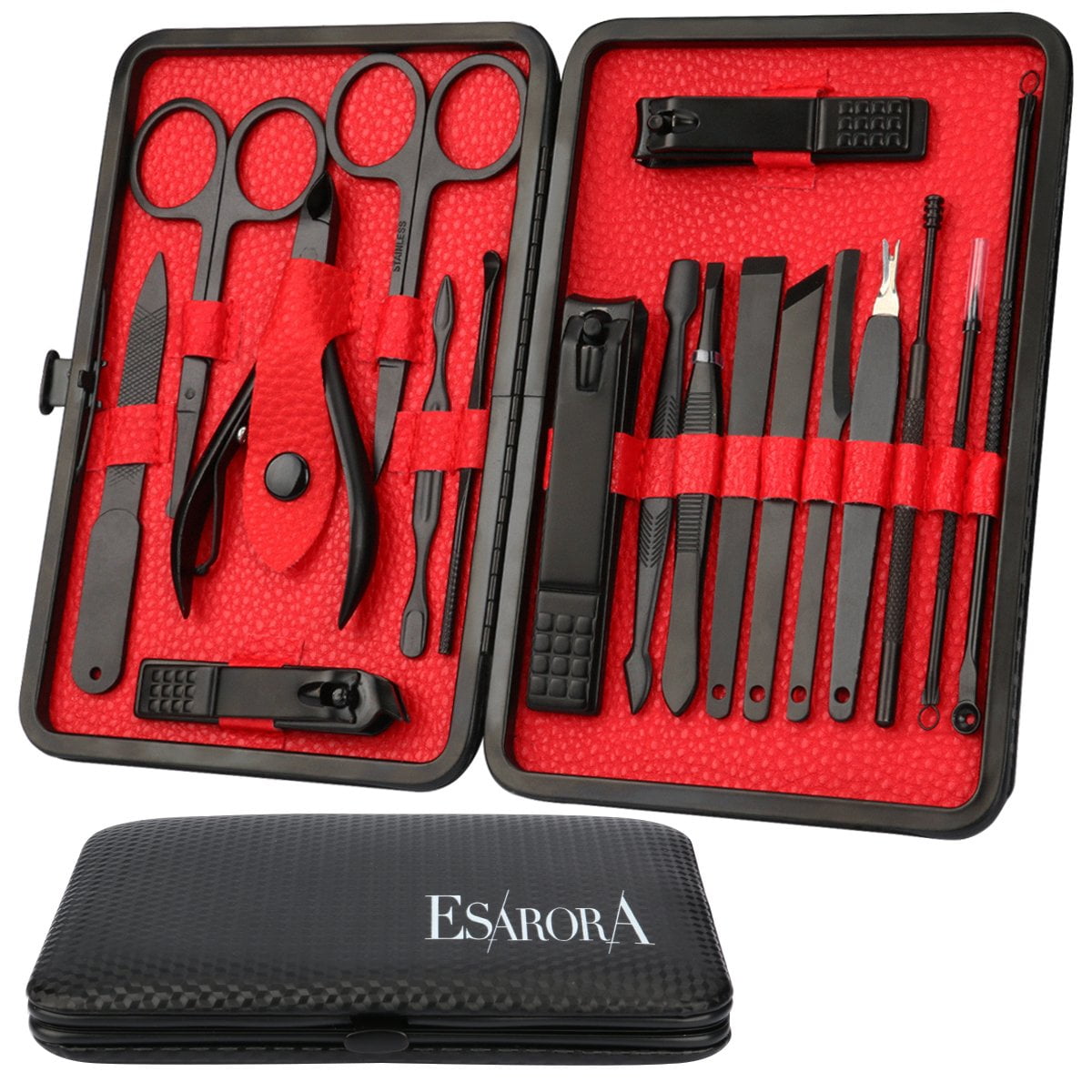 WUSI Manicure Set Pedicure Kit Nail Kit-19 in 1 Stainless Steel Manicure Kit,  Professional Grooming Kits, Nail Care Kit with Luxurious Travel Case  (Black) 