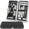thumbnail image 1 of Manicure Set 19 Pcs Nail Clippers Kit Professional Pedicure Care Tools Stainless Steel Grooming Kit Thick Cutter & File Scissors & Fingernails with Case for Travel or Home Black, 1 of 7