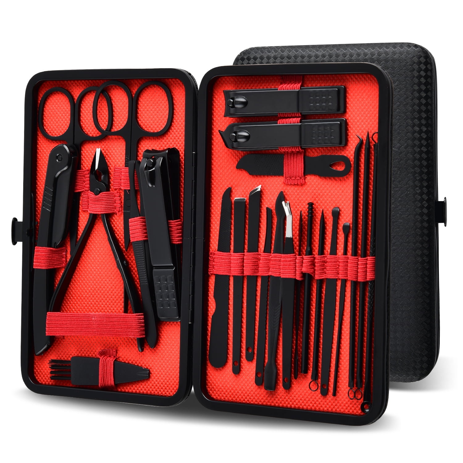 Manicure Set, 24 in 1 Stainless Steel Professional Pedicure Kit Nail Scissors Grooming Kit with Black Travel Case,Valentines Day Gifts for Her and Him Manicure Kit Nail Clippers for Men and Women